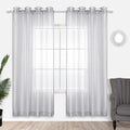 2 Panel Sets Silver Sheer Curtains with Grommet for Living Room Luxury Elegant Light Greyish Silver Curtains for Bedroom Party Backdrop 52 X 84 Inch Length