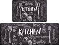 anti Fatigue Kitchen Mat Set of 2 Non Slip Thick Cushioned Kitchen Rug Sets with Runner 17"X48"+17"X28" Heavy Duty Comfort Standing Mats Waterproof Kitchen Carpet