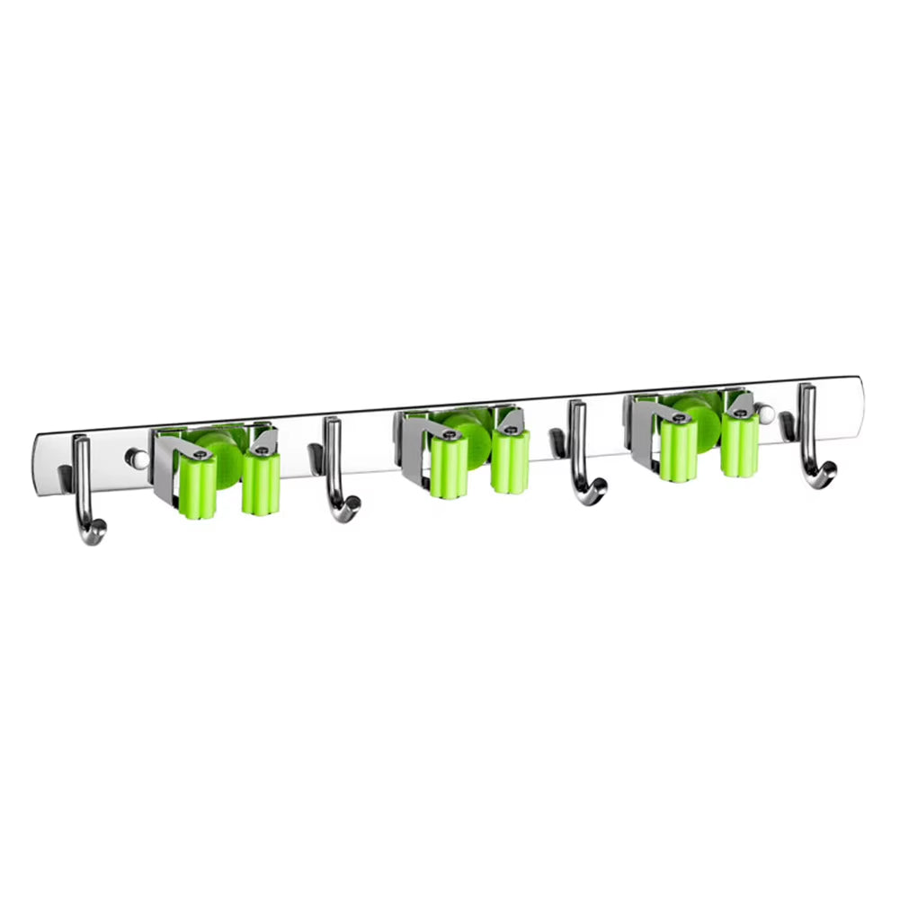 Broom Hook Holder Wall Mount Mop Organizer Holder Stainless Steel Storage Hook Kitchen Bathroom Organization Accessories