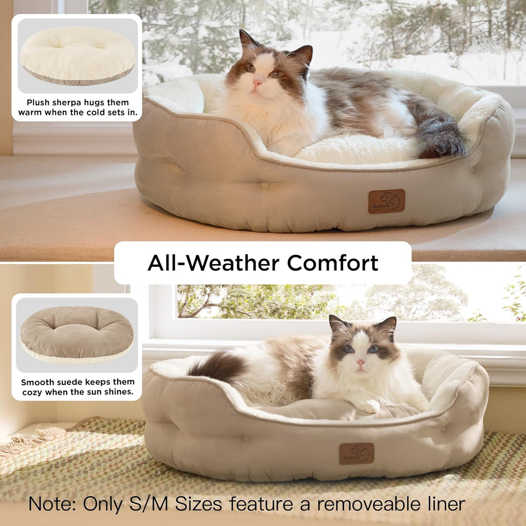 Small Dog Bed for Small Dogs Washable - round Cat Beds for Indoor Cats, round Pet Bed for Puppy and Kitten with Slip-Resistant Bottom, 20 Inches